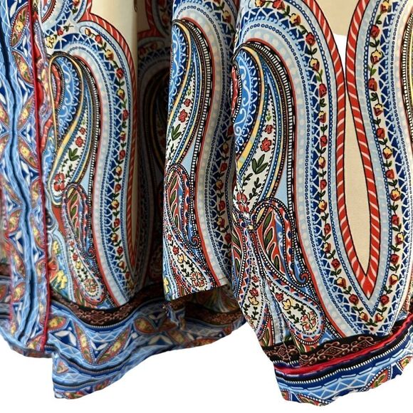 Vintage (tagless) long sleeve v-neck top w/boho print - Picture 6 of 13